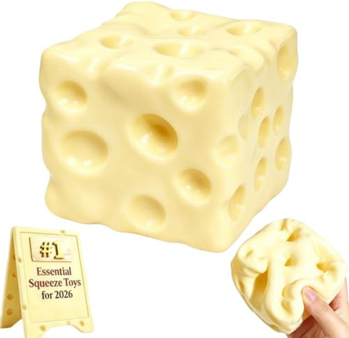 Squishy Fromage, 6CM Squishy Fromage pas cher anti stress fromage, Balle Cheese Jumbo Douce, Mignonne et Réaliste, à Remontée Lente, Cadeau de Fête Anti-Stress pour Anxiété et Stress (Jaune)