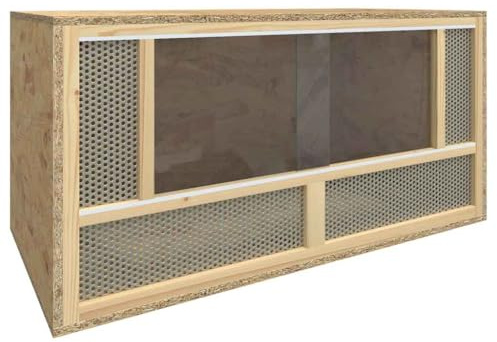 sephironlbb Terrario de madera de 80 x 40 x 40 cm con frontal de cristal auténtico y red de acero, recinto para reptiles y animales pequeños, versátil como establo, pico, aviario para interior y