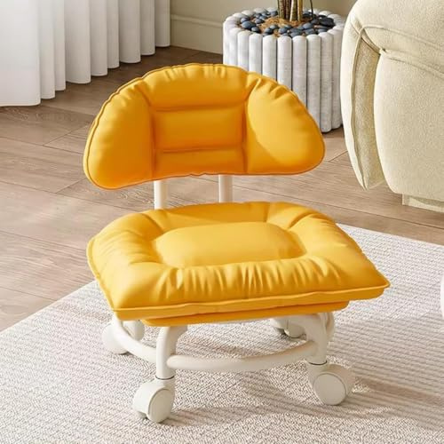 Rolling Low Stool with Backrest,Stool on Wheels for Home Cleaning,Daily | Comfortable Rolling Stool with Backrest, Padded Seat and Smooth Swivel Wheels for Cleaning,Organizing,Gardening and Home Use