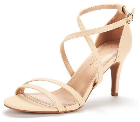 DREAM PAIRS Women's Heel Sandals GIGI Fashion Stilettos Open Toe Pump Heel Sandals Size 9 Nude Nubuck