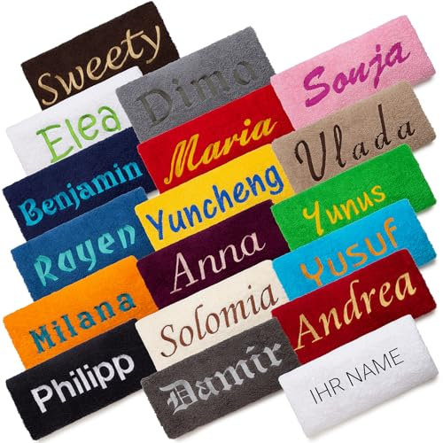 EllaTex Besticken Sie Handtuch mit Namen oder mit Wunschtext Bestickt, Farbe:Rot; Größe:Saunatuch XXL 100x200 cm