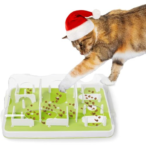 ALL FOR PAWS Interactives Katzen-Futterstation Puzzle, Interaktives Intelligenzspielzeug für Katzen, Interaktives Spielzeug