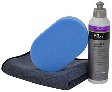 Set lucidante per le mani – Liquid Elements spugna per lucidatura e lucidatura abbinata a Koch Chemie 250 ml con panno di finitura in pratico set (spugna morbida + P3.01 250 ml)