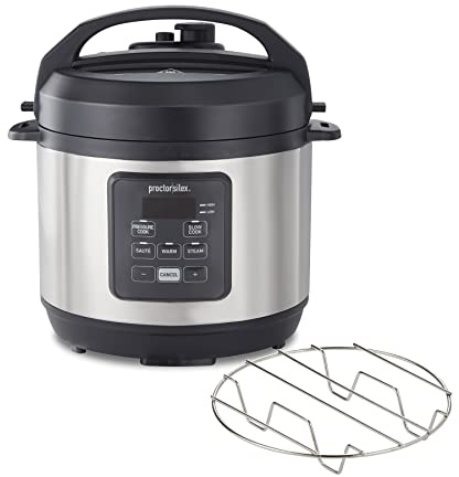 Proctor Silex Proctor-Silex Simplicity 4-in-1 Electric Pressure Cooker, 3 Quart Multi-Function With Slow Cook, Steam, Sauté, Rice, Stainless Steel (34503)