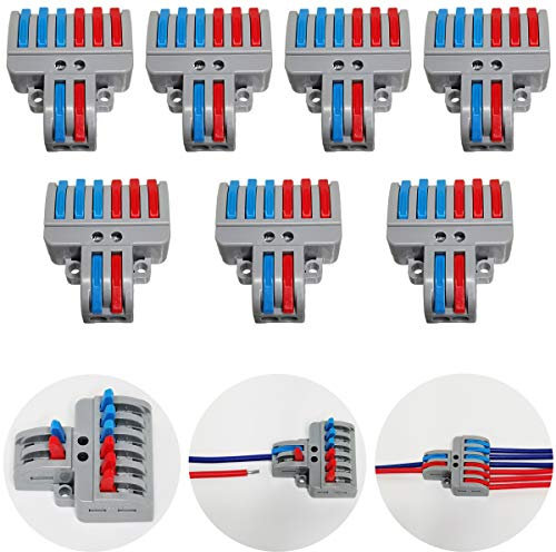 CTRICALVER Klemmen Set, Verbindungsklemme Set mit Hebel, Draht Push Kabelverbinder, Kompakt Steckklemmen, aus Kunststoff, 7 Stück Klemmen 8 Polig, Mit Befestigungsschrauben (2 in 6 raus)
