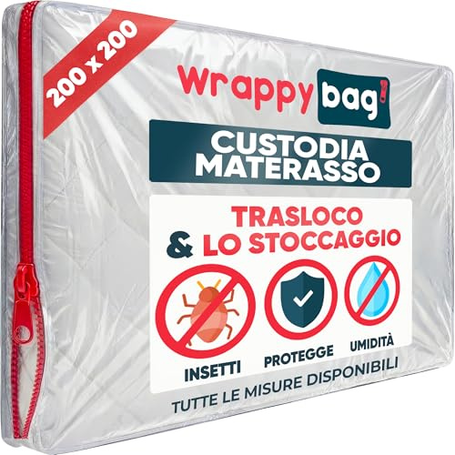 WRAPPYBAG – Custodia in Plastica per Materassi - 5 Misure Disponibili - Sacca Protettiva Impermeabile e Resistente agli Strappi - Per Traslochi, Conservazione e Trasporto - 200x200