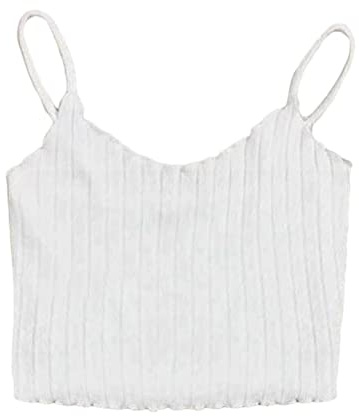 ORANDESIGNE Canotte Donna Estive Crop-Top Tumblr Sexy Ragazza Corto Maglietta Senza Manica Sexy Serata Clubwear Discoteca C Bianco M