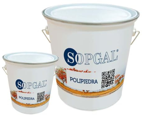 Sopgal Pintura Efecto Piedra Polipiedra (5+1kg - Piedra Clara) - Revestimiento Impermeabilizante para Exteriores con Acabado Piedra Natural