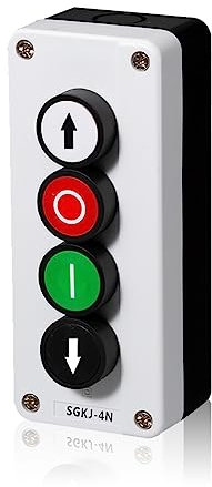 Hapivida Push Button Station, Durable Self-Recovery Up Down Switch with Start and Stop Button, Momentary Switch Box for Roller Door Truck Tail Lift, SGKJ-4N, ABS Material, for Industrial Use