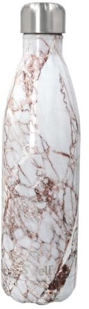 S'well Stainless Steel Reusable Water Bottle, 750ml, Calacatta Gold, Triple-Insulated and Leak-Proof Drinking Bottle for Hot and Cold Beverages