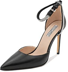 QUEEN HELENA Scarpe Eleganti con Tacco a Spillo Decollete a Punta Chiusa con Strass Donna K3201 (Nero, Numeric_39)