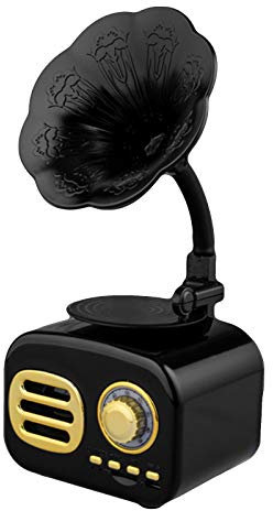 Altoparlante Bluetooth retrò, fonografo retrò Jukebox Radio vintage Altoparlante stereo wireless retrò, con Bluetooth 4.1 Mini Altoparlante portatile Bluetooth vintage Hd Surround Stereo Sound,Nero