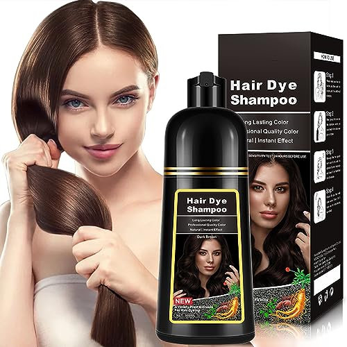 Shampoo naturale color caffè scuro per capelli, shampoo tintura per capelli 3-IN-1, nutrimento e tintura per capelli castani per uomini donne colori in 10-15 min.(Dark Brown)