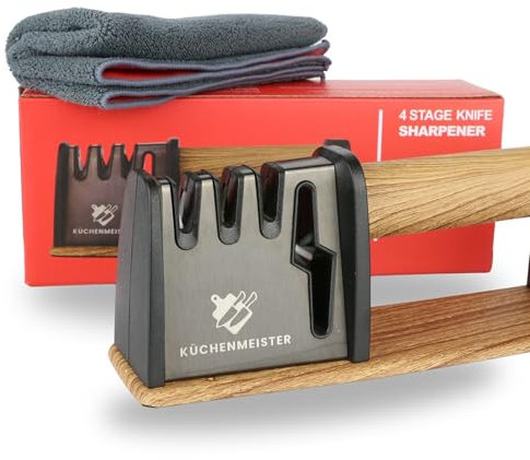 MESSERSCHÄRFER | 3 Stufen - Keramikstein | 4 in 1 | Messerschleifer | Diamant-Schleifstein | professioneller Messerschleifer