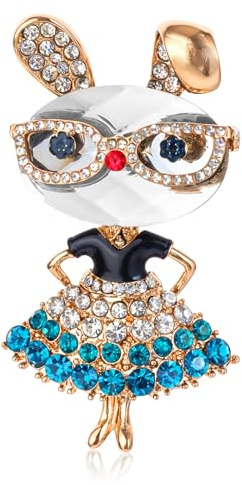 Rhinestone Lady Rabbit Brooch Dainty Cute Christmas Jewelry Crystal Easter Bunny Lapel Pin Party Costume Accessories for Graduation Souvenir Gift Honors Day Halloween