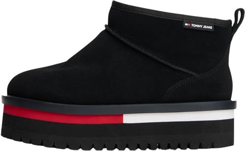 Tommy Jeans Womens Tjw Flatform Snow Suede En0en02841 Hybrid Boots, Black, 6.5 UK