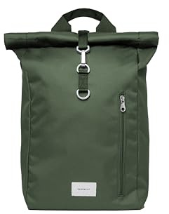 Sandqvist Ground Rolltop Ryggsäck 16”, 19 L, Grön, Datorryggsäck, 16-tums datorfack. Vattenavvisande och återvunna material. Unisex, dam och herr