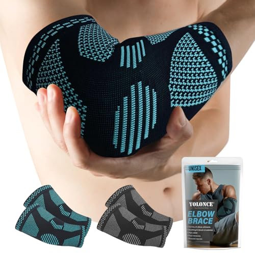 2 Pezzi Gomitiera Elastica per Supporto Braccio, Fascia per Protezione da Gomito, Supporto durante lo Sport, Fascia Gomito Palestra, Unisex Uomo-Donna,blu,M