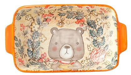 Petit Plat à Gratin en Céramique, Plat à Gratin Rectangulaire, Con Maniglia, Adatto al Forno e al Microonde, Utensili da Forno Individuali, Per Crème Brûlée, Lasagne, Tiramisù e Budino (Arancia)