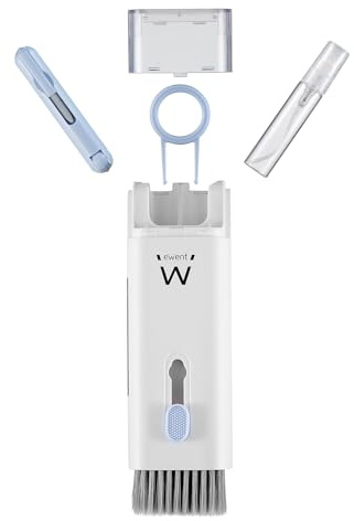 Ewent Kit Limpieza Teclado con Extractor de Teclas, Concept Kit de Limpieza 7 en 1 Multifuncional para Laptop,Teléfonos,Pantalla de PC,Cámaras,con Cepillo Retráctil, Spary y Bolígrafo para Auriculares