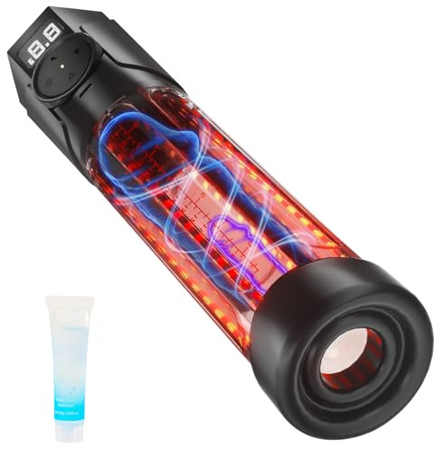Penispumpe Vakuumpumpe für Männer Penisvergrößerung – Elektrische Penis Pumpe mit LED Rotlichttherapie, Smart Druckanzeige, 3 Saugstufen & Manuellem Modus, Wasserdichtes Sex Spielzeug Masturbator