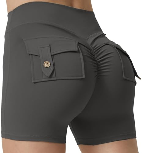 Ldabrye Pantalones cortos elegantes para mujer, absorción de sudor, suaves, transpirables, con levantamiento de cadera, pantalones cortos de ejercicio abdominal, pantalones cortos deportivos flexibles
