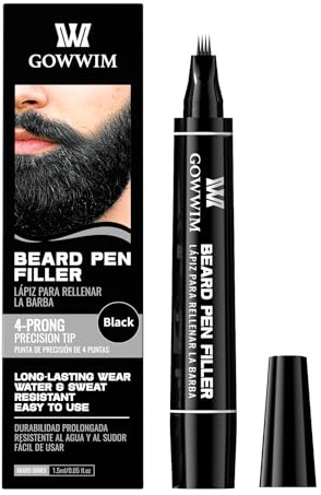 Gowwim Beard Pen,Waterproof and Sweatproof Filler for Men, Precisely Fills in Beard Gaps to Create a Thick and Lush Beard Effect Suitable for All Beards (Black)