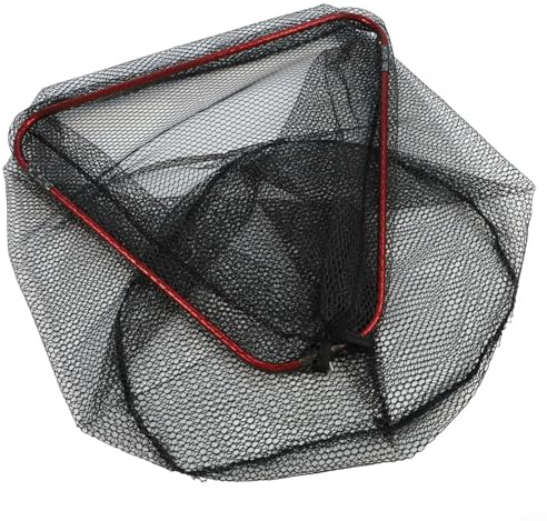 Red de pesca plegable con aro de aleación de aluminio y malla de nailon recubierta para agua salada, agua dulce, bolsa portátil de aparejos