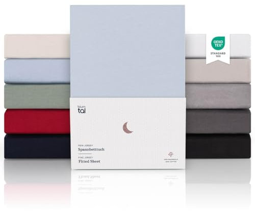 Blumtal Spannbettlaken 140x 200 bis 160x 200 - Superweiches 100% Baumwolle Spannbetttuch, bis 25cm Matratzenhöhe, Hellblau