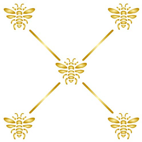 Schablone mit französischem Bienen-Rankgitter, 25 x 25 cm (M) – klassisches Insektengitter-Wandschablonen