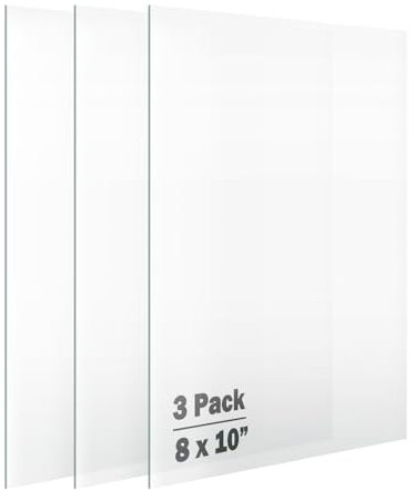 Langdon House Picture Frame Glass Replacements (Crystal Clear, 10x8, 3 Pack) High-Definition, Heat-Strengthened Glass Sheet