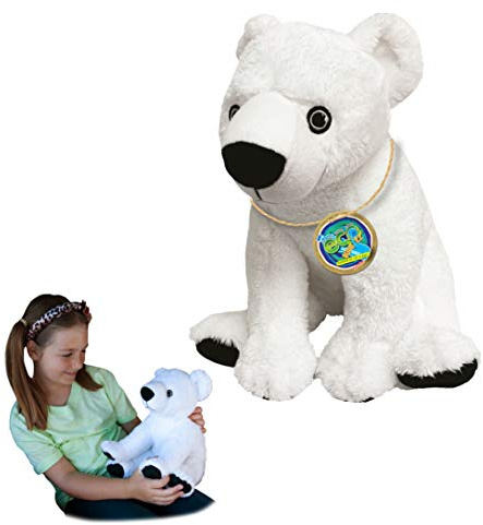 EcoBuddiez - Eisbär von Deluxebase. Großes 30cm weiches Plüschtier aus recycelten Plastikflaschen. Umweltfreundliches kuscheliges Geschenk für Kinder und süß Stofftier für Kleinkinder.