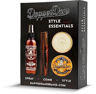 Dapper Dan Style Essentials mit matte Paste für starken Halt und geringen Glanz (100 ml), texturierendem Meersalzspray (200 ml) und handgefertigtem Stylingkamm