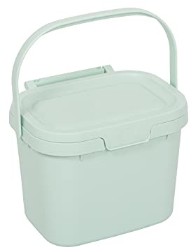 Addis Everyday Kitchen Food Waste Compost Caddy Bin, 4.5 Litre, Mist Soft Green, 518696