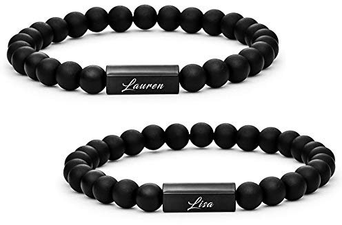 CV couplevibes Personalisierte Armbänder mit individueller Wunschgravur | Partnerarmband | Armband mit Gravur | Freundschaftsarmband Pärchen Armband (2 Armbänder)
