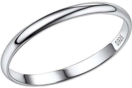 PROSILVER Anillos Dedo Plata 925, Alianzas de Pareja, 2mm/3mm/5mm Ancho, Grabados Personalizables, Con Caja de Regalo