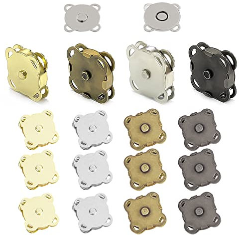 Pack de 16 botones magnéticos a presión, botones de cierre magnético de metal, clip para botones magnéticos para ropa, bolsos, equipaje, manualidades