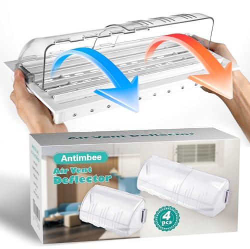 Antimbee 4 Pack Adjustable Magnetic Air Vent Deflector - 8 to 15 Length Fits Vents, Sidewall, Ceiling, Floor Registers - Curved Air Conditioner Vent Cover-Super Strong Neodymium Magnets