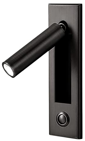 LOOR Lampade da Lettura, Testa da Letto Applique da Parete E-Reader Incasso Interruttore a Spingere Lampade da Parete per, Camera Nero