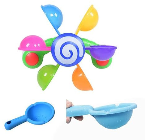 TLHWIN Baby Streuen Wasser Spielen Bad Spielzeug,Regenbogen rotierende Windmühle Schwimmbad Badewanne Spielzeug mit Löffel, Kinder Badezimmer Dusche Spielzeug Mädchen Jungen Geschenk
