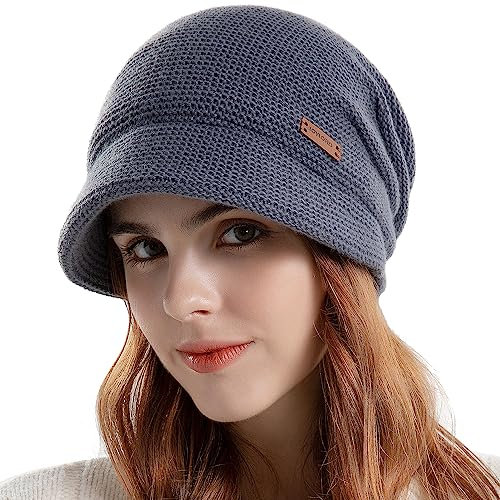 WANYIG Slouchy Beanie Mütze Winter Strickmützen Slouch Beanie Mütze Winter Hüte für Damen Herren Unisex mit Innenfutter Wolle(Dunkelgrau)