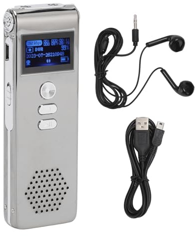 Digital Röstinspelare, Bärbar MP3/WMA-diktafon med Hörlurar, Brusreducering, Dubbel Mikrofon, Lösenordsskydd, för Föreläsningar, Möten, Intervjuer (Plyisty2o8sne5kz4-13)