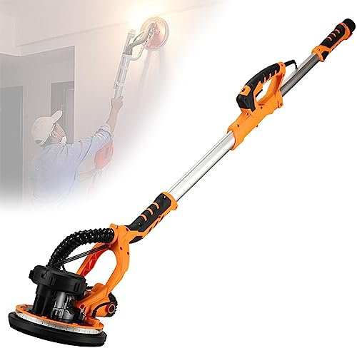 DPLWJPP Levigatrice per Pareti E Soffitti A Secco 1390w,Diametro Ø 225mm,con di Aspirazione Automatica,1000-2100 RPM,6 velocità Regolabili,SandingDiscs50PCS-220V