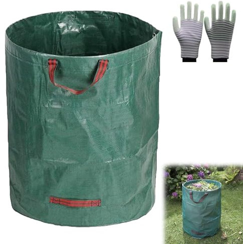 Sac à déchets de jardin 100 l - Avec poignées - Grand sac de jardin robuste - Collecteur de feuilles - Sac à déchets autonome - Sac à déchets stable - Pour herbe, feuilles, haie, déchets de jardin