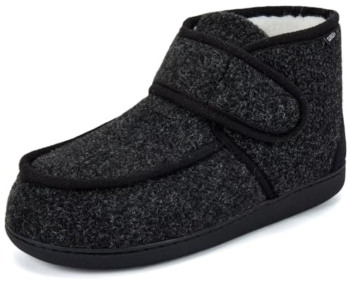 GURGER Pantofole Uomo Invernali Calde Stivaletto Pantofole da Casa Diabetici Scarpe da Casa Chiuse Ciabatte in Peluche con Suola Antiscivolo Nero 44 45