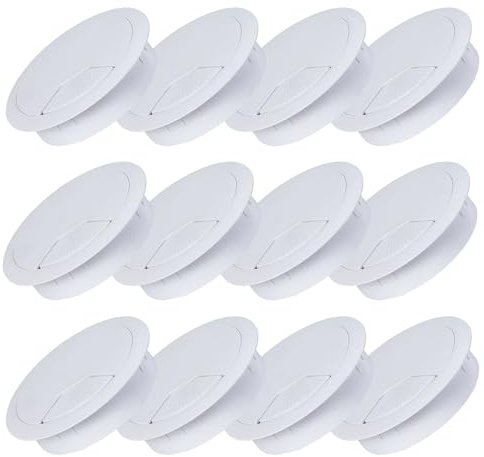 Passe-câbles de bureau - Blanc - Avec scie cloche 80 mm (blanc, 80 mm, 12 pièces)