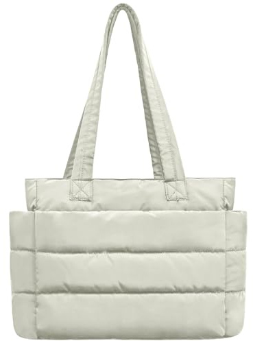 charlore Damen Handtasche Quilted Puffy Tote Bag,Leichter Schultertasche Mit Laptop-Polsterfach, 20L Wasserdichte Einkaufstasche, Geeignet Für Arbeit Reisen Einkaufen & Fitness