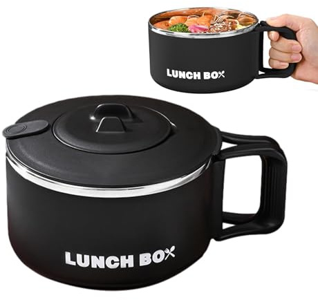 Ramenskål med lock, matlåda 1 200 ml soppkopp – soppkopp med handtag, japansk ramskål, pastakokare med hög kapacitet för universitet, sovsal, hemma
