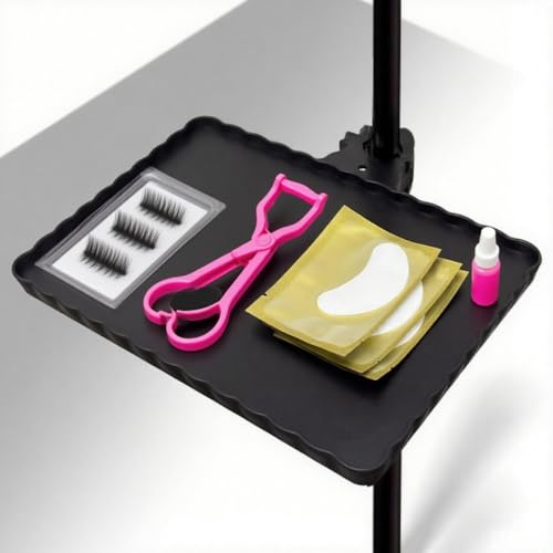 Salon Tray Holder, Eyelash Stand Organizer for Lash Techs, (10.6” x 8“) Adjustable Plastic Essential, Perfect for Salon, Home, Travel & Mobile Use (Black)