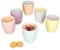 MamboCat Pastello 6er Set Kaffeebecher ohne Henkel I 330 ml I bunte Steingut-Becher mit Pastell-Farben für 6 Personen I Tassen für Heißgetränke wie Tee, Kakao & Co